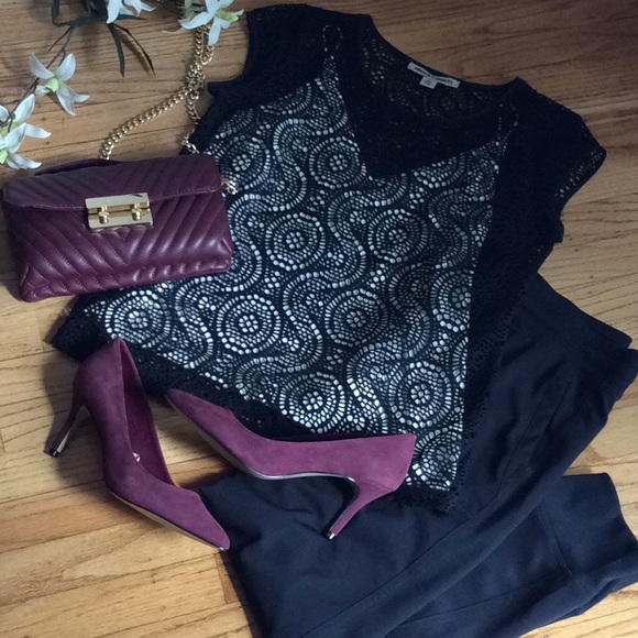 macy's black lace top